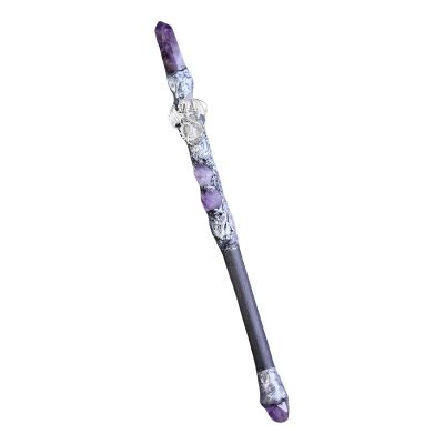 MYAROMA FINDINGS Handcrafted Amethyst Crystal Magic Wand Witch Fairy Wand Cosplay Magic Style A