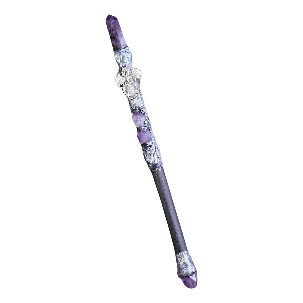 MYAROMA FINDINGS Handcrafted Amethyst Crystal Magic Wand Witch Fairy Wand Cosplay Magic Style A