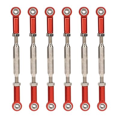 plplaaoo 6Pcs 88mm RC Car Push Rod,Adjustable Servo Links Tie Rod,Easy Installation Aluminum Alloy RC Push RodsTurnbuckle Rod Linkage Accessories for RC Car Model,RC Car Accessories (Red)