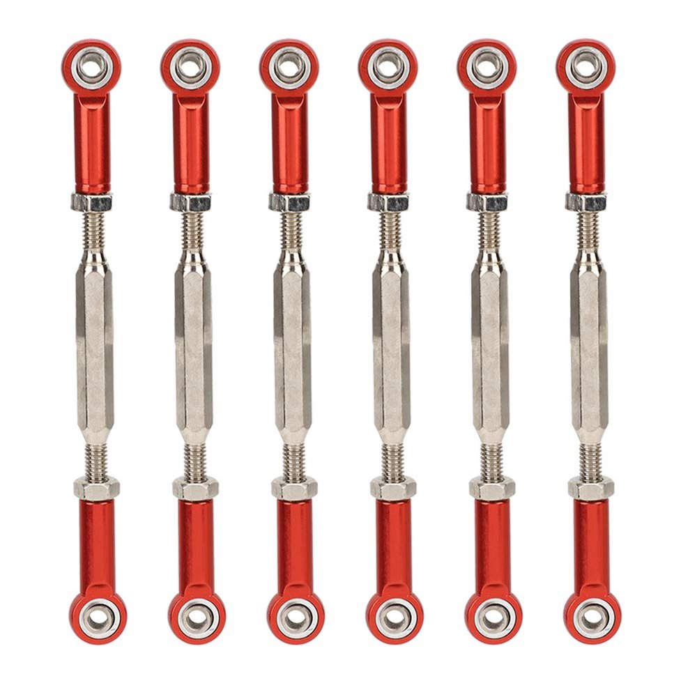 plplaaoo 6Pcs 88mm RC Car Push Rod,Adjustable Servo Links Tie Rod,Easy Installation Aluminum Alloy RC Push RodsTurnbuckle Rod Linkage Accessories for RC Car Model,RC Car Accessories (Red)