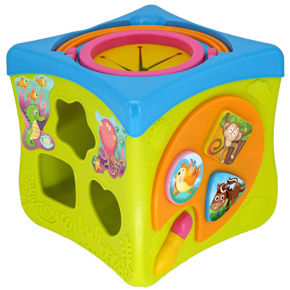 Kiddieland Light & Sound Activity Cube for Toddlers  Musical Piano Keys, Animal Shape Sorter, 6 Sides of Play, Interactive Sensory Toy with Handle, Ages 1 2 3