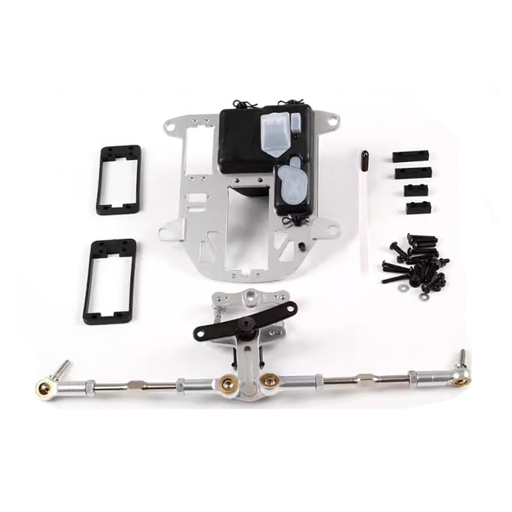FLMLF Alloy CNC Symmetrical Steering with Equipment Warehouse Kit for 1/5 HPI ROFUN BAHA KM ROVAN Baja 5B 5T 5SC Rc Car Parts (Silver)