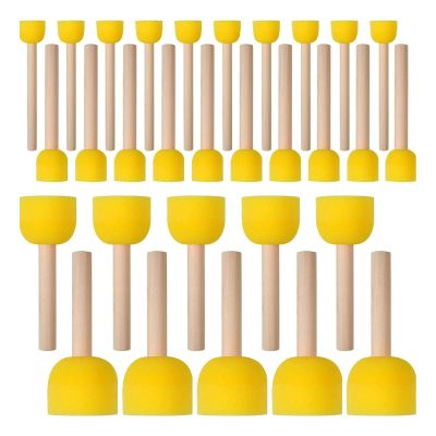 30Pieces Sponge Brush Assorted Size Round Sponges Brush Painting Tool For Kids Acrylic Painting Craft