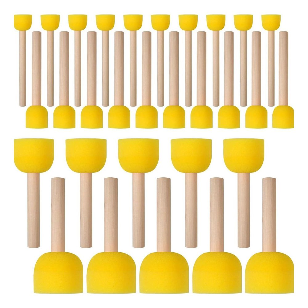 30Pieces Sponge Brush Assorted Size Round Sponges Brush Painting Tool For Kids Acrylic Painting Craft