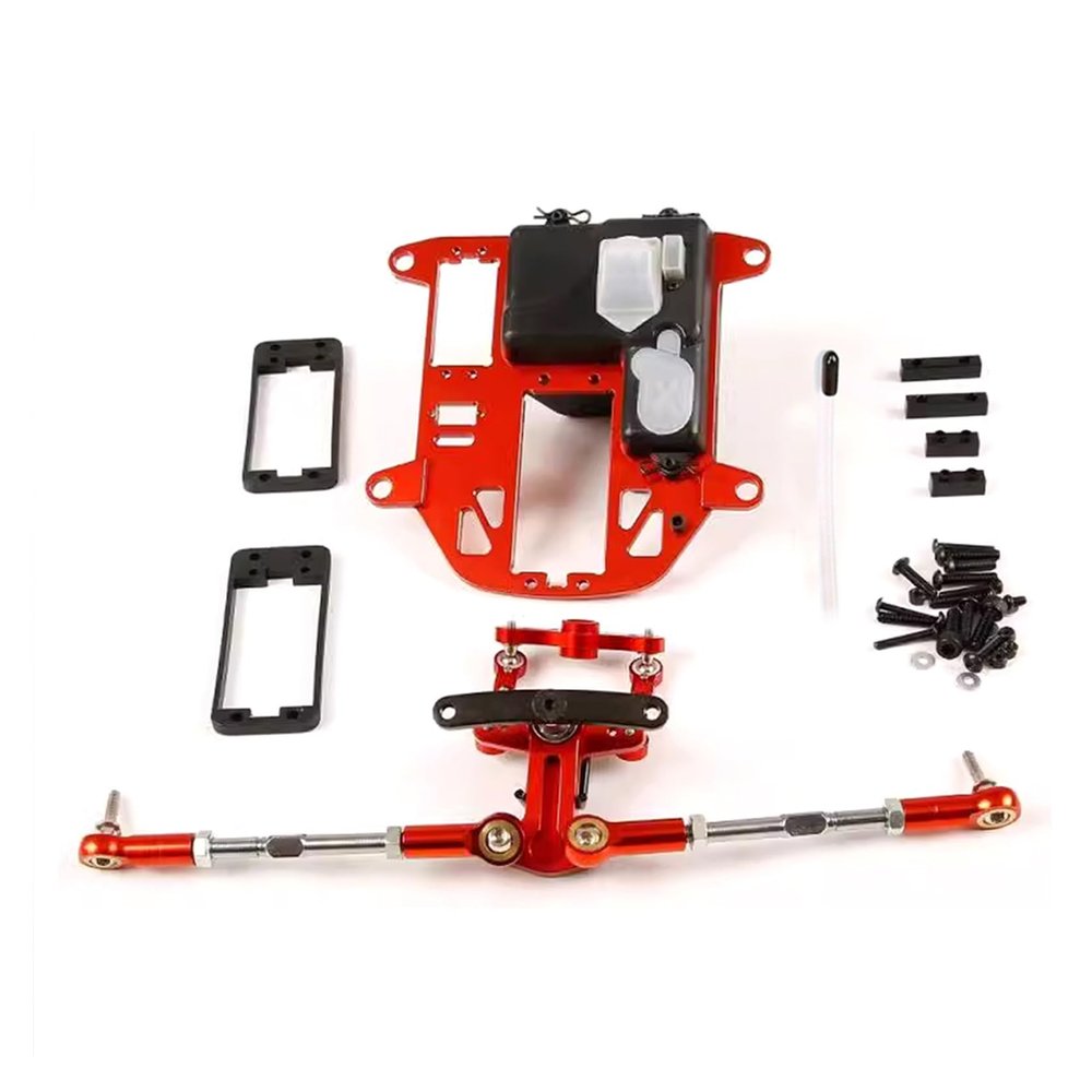 FLMLF Alloy CNC Symmetrical Steering with Equipment Warehouse Kit for 1/5 HPI ROFUN BAHA KM ROVAN Baja 5B 5T 5SC Rc Car Parts (Red)