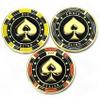 Luck Lab Metal Poker Buttons Set (Dealer, Big Blind, Small Blind)  3 Premium Gold-Plated 3mm Weighted 1.75 Position Markers  Includes Protective Case + Velvet Pouch - 3D Spade Design view 1