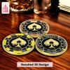 Luck Lab Metal Poker Buttons Set (Dealer, Big Blind, Small Blind)  3 Premium Gold-Plated 3mm Weighted 1.75 Position Markers  Includes Protective Case + Velvet Pouch - 3D Spade Design view 2