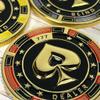 Luck Lab Metal Poker Buttons Set (Dealer, Big Blind, Small Blind)  3 Premium Gold-Plated 3mm Weighted 1.75 Position Markers  Includes Protective Case + Velvet Pouch - 3D Spade Design view 4