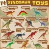 Zippytots Dinosaur Toys for Kids 3-5-7-14 Realistic Plastic Dinosaur Figures with Metal Storage Box & Learning Booklet - Educational Dino Figure Toys for Boys Girls Toddlers view 2