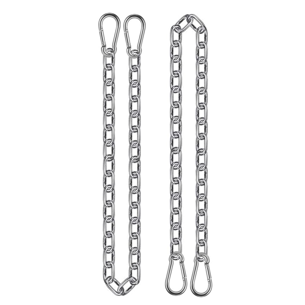 2 Pack 44in Hanging Chair Chain with 4 Carabiners, 500LB Capacity Hanging Kits Heavy Duty Hanging Chair Hardware for Hammock Swing Punching Bags Sandbag Indoor Outdoor Yoga Gym (Silver)