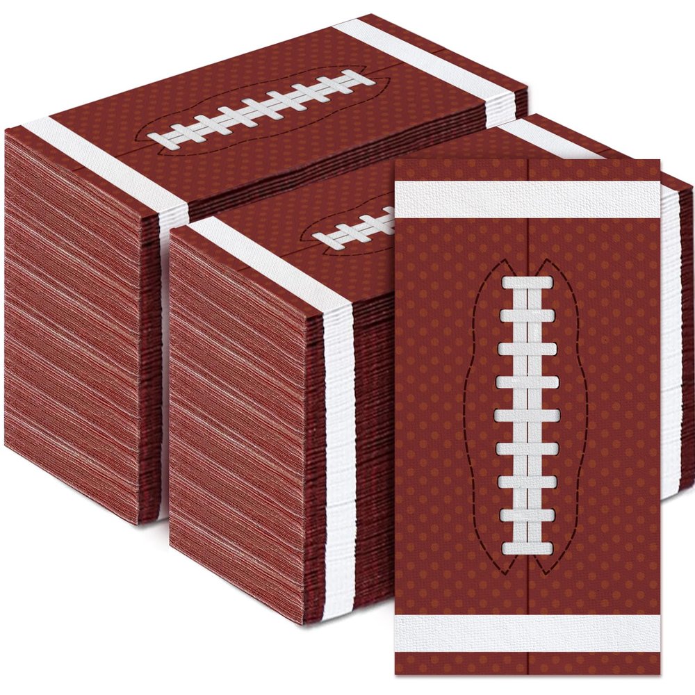 100Pcs Football Paper Napkins, 3-Ply Sports Party Towels, Super Game Bowl Party Decoration Football Theme Birthday Party Favors