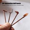 1:12 Dollhouse Farming Tools, Miniature Rusty Metal Shovel Hoe and Pitchfork Kit for Garden Landscape, DIY Accessories (4 Tools) view 2