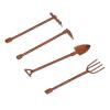 1:12 Dollhouse Farming Tools, Miniature Rusty Metal Shovel Hoe and Pitchfork Kit for Garden Landscape, DIY Accessories (4 Tools) view 3