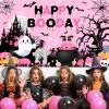 Avezano Halloween Birthday Backdrop Pink Happy Boo Day Banner for Girls Cute Ghost Boo Happy Birthday Cake Table Decorations 70.8x43.3inch view 3
