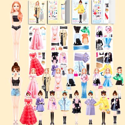 Magnetic Dress Up Dolls, Magnetic Doll Dress Up Kits Magnetic Paper Dolls Pretend Play Set for Girls Ages 4 Years and Up Kids Travel Activities Road Trip Car Ride Interactive Learning Imagine (D Set)