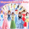 Magnetic Dress Up Dolls, Magnetic Doll Dress Up Kits Magnetic Paper Dolls Pretend Play Set for Girls Ages 4 Years and Up Kids Travel Activities Road Trip Car Ride Interactive Learning Imagine (D Set) view 2