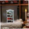 Dollhouse Bookshelf with 30 Books Wooden Miniature Bookshelf 4 Floors Mini Bookshelf for Dollhouse Furniture Accessories White. view 2