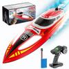 DAOYU 2.4Ghz RC Racing Boat for Adults, 30KM/H High Speed Electronic Remote Control Boat with Night Navigation Lights (RTR Version/Red), Type 1, 09OOSQOOLS3U45O21E3PEM view 1