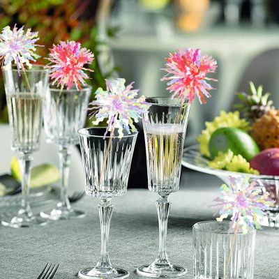 20pcs Foil Firework Cupcake Toppers Birthday Cake Toppers Sparkle Tinsel Cocktail Fruit Toothpick for Birthday Wedding Happy New Year Graduation Valentine's Party Supplies