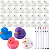 36 Pcs 2 Inch White Blank Rubber Ducks DIY Ducks Bulk Float Bath Toy Squeaky Duckies with Pens of 12 Colors for Baby Gifts Birthday Pool Activity Supplies view 1