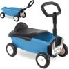 RIDYEE 2-in-1 Toy Wagon for Toddlers 1-3, Kids Pull-Along with Removable Seat and Adjustable Handlebar, Baby Push Walker with 8L Large Basket, Steering Limit, DIY Sticker, Blue view 1