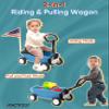 RIDYEE 2-in-1 Toy Wagon for Toddlers 1-3, Kids Pull-Along with Removable Seat and Adjustable Handlebar, Baby Push Walker with 8L Large Basket, Steering Limit, DIY Sticker, Blue view 2