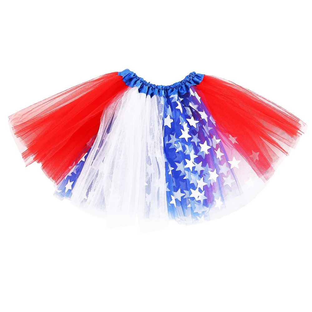 4th of July Girls Tutu Red Blue and White USA Patriotic Costume Independence Day American US Flag Tutu (US, Alpha, Large, Regular, Blue White red 2)