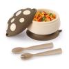 haakaa Baby Silicone Mushroom Bowl, Silicone Baby Feeding Bowl & Bendy Cutlery Set -Walnut view 1