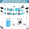 147Pcs A Little Boo Is Almost Due Baby Shower Boy Little Boo Baby Shower Decorations Boy Halloween Plates and Napkins Blue Halloween Tableware view 2