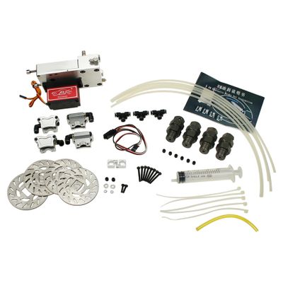 FLMLF Alloy 4 Wheel Hydraulic Disc Brake System Set for 1/5 HPI FG Monster Hummer Truck ROFUN ROVAN BM5 Big Monster Rc Car Parts