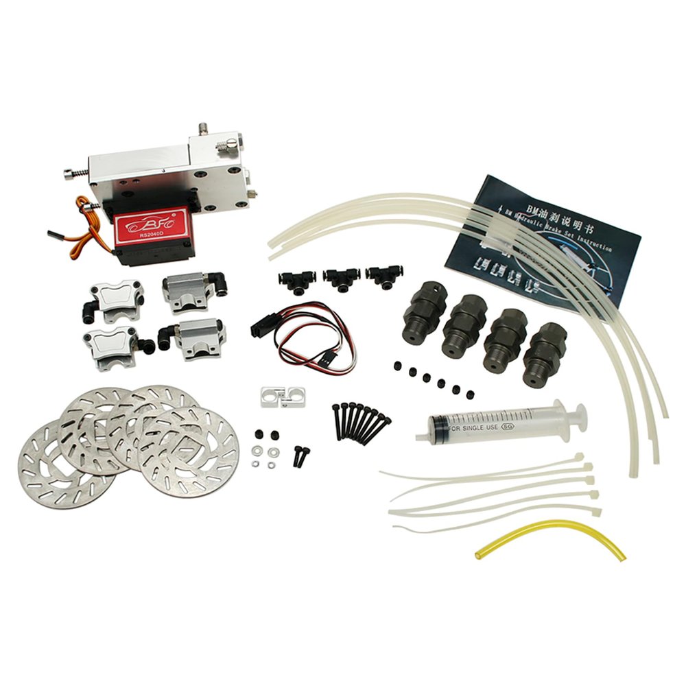 FLMLF Alloy 4 Wheel Hydraulic Disc Brake System Set for 1/5 HPI FG Monster Hummer Truck ROFUN ROVAN BM5 Big Monster Rc Car Parts