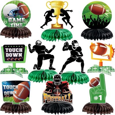 10 Pcs Football Party Decorations Football Honeycomb Centerpieces Double-sided Football Table Centerpiece for Football Birthday Party Sports Tailgate Game Party Decorations Supplies Favors