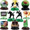 10 Pcs Football Party Decorations Football Honeycomb Centerpieces Double-sided Football Table Centerpiece for Football Birthday Party Sports Tailgate Game Party Decorations Supplies Favors view 1