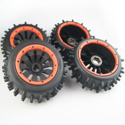 Orange Beadlock Knobby Digger Tires Wheels for Rovan HPI Baja 5B 5T 5SC King Motor Losi DBXL 5ive T
