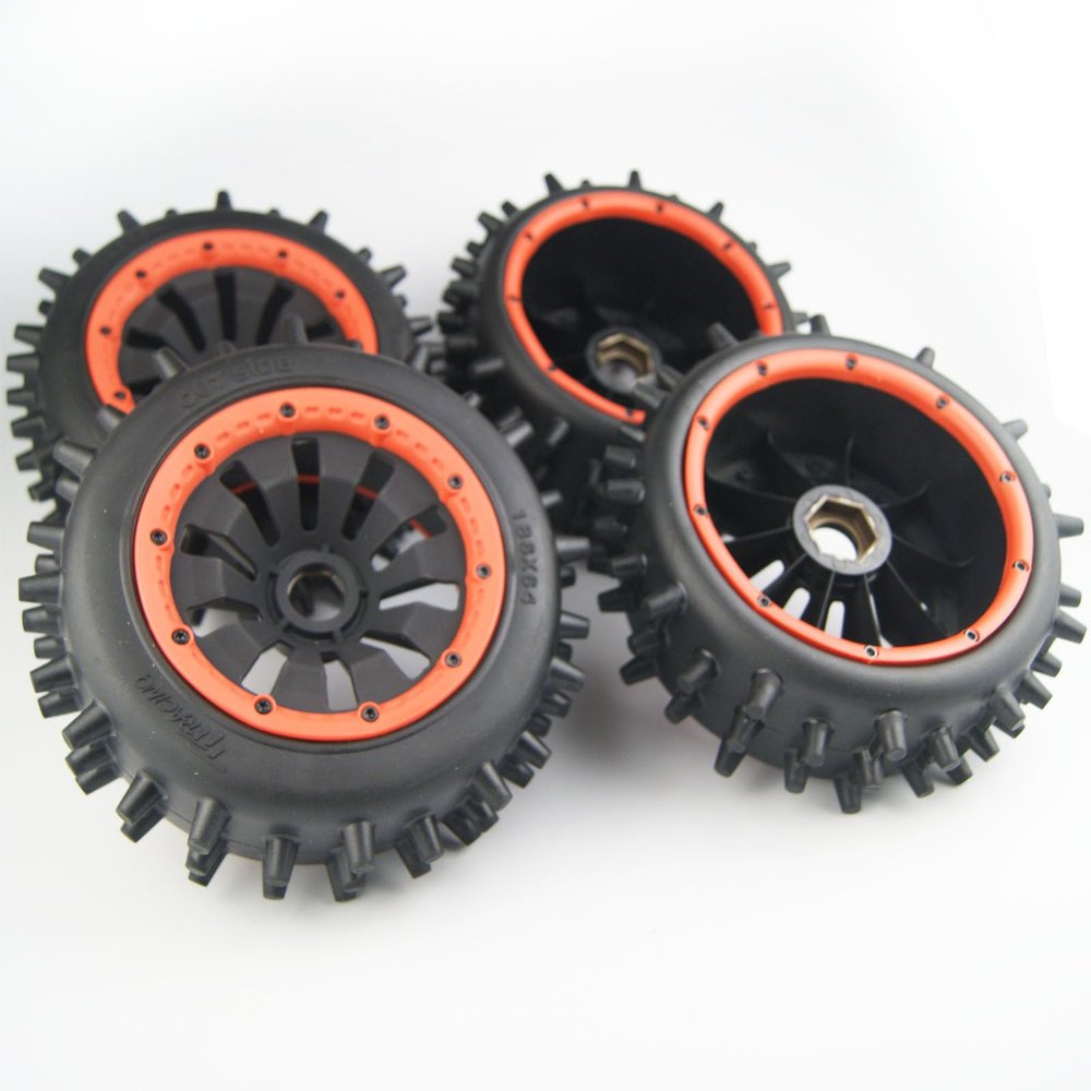 Orange Beadlock Knobby Digger Tires Wheels for Rovan HPI Baja 5B 5T 5SC King Motor Losi DBXL 5ive T