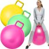 Lewtemi 3 Pcs 29 Inch Bouncing Ball with Handle, Outdoors Hopper Jumping Hopping Ball and Air Pump for Sports Exercise (Yellow, Light Green, Pink) view 1