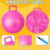 Lewtemi 3 Pcs 29 Inch Bouncing Ball with Handle, Outdoors Hopper Jumping Hopping Ball and Air Pump for Sports Exercise (Yellow, Light Green, Pink) view 2