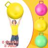 Lewtemi 3 Pcs 29 Inch Bouncing Ball with Handle, Outdoors Hopper Jumping Hopping Ball and Air Pump for Sports Exercise (Yellow, Light Green, Pink) view 3
