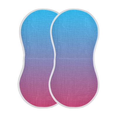 Emelivor Blue Purple Gradient Muslin Burp Cloths for Baby Super Soft Baby Burp Cloths Set of 2 Absorbent Baby Washcloths Bibs Burping Cloth Spit Up Rags for Newborn Girls Boys Babies