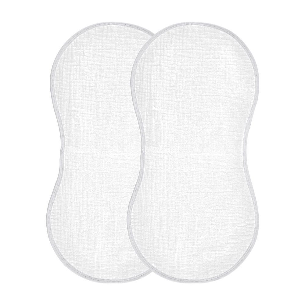 Emelivor White Muslin Burp Cloths for Baby Super Soft Baby Burp Cloths 2 Pack Absorbent Baby Washcloths Burp Bibs Towel Spit Up Burping Rags for Newborn Girls Boys Babies