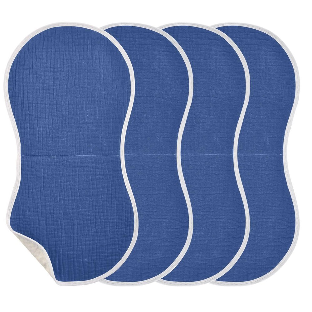 Emelivor Elemental Blue Muslin Burp Cloths for Baby Super Soft Baby Burp Cloths Set of 4 Absorbent Baby Bibs Washcloths Towel Spit Up Burping Rags for Newborn Girls Boys Babies