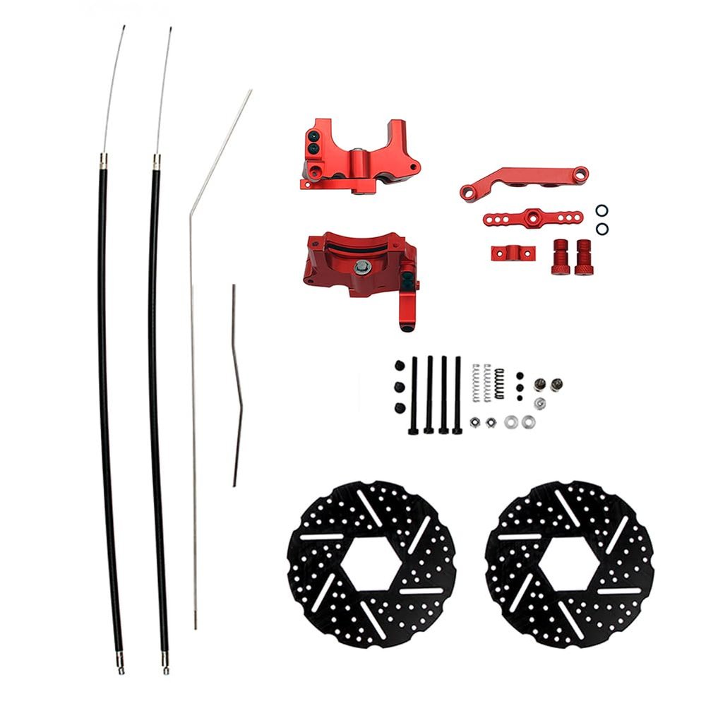 FLMLF Front Wheel Cable Brake System Set Red For 1/5 HPI Baja 5B 5T SS 5SC ROVAN KM 1.0 2.0