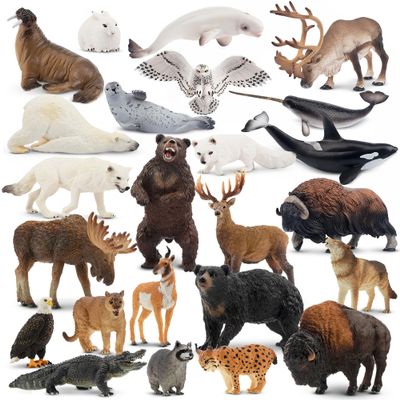 24PCS Large North American Forest and Polar Animal Toys