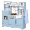 BRINJOY Play Kitchen for Kids, Wooden Children Kitchen Playset w/Coffee Maker, Oven, Stove, Sink, Apron, Ice Maker, Cookware, Kids Toy Kitchen Set for Toddler Girls Boys Pretend Play Toy Gift Ages 3+ view 1