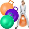 Lewtemi 3 Pcs 29 Inch Bouncing Ball with Handle, Outdoors Hopper Jumping Hopping Ball and Air Pump for Sports Exercise (Purple, Green, Orange) view 1