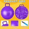Lewtemi 3 Pcs 29 Inch Bouncing Ball with Handle, Outdoors Hopper Jumping Hopping Ball and Air Pump for Sports Exercise (Purple, Green, Orange) view 2