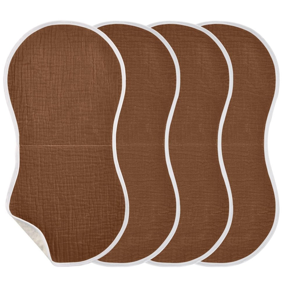 Emelivor Dark Brown Muslin Burp Cloths for Baby Super Soft Baby Burp Cloths 4 Pack Absorbent Baby Washcloths Towel Burp Bibs Burping Spit Up Rags for Newborn Boys Girls Babies