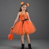 ABEHIK 3PCS Toddler Girls Tulle Tutu Dress Headband and Bag Pumpkin Spaghetti Straps Layered Tulle Princess Birthday Party Dress Outfits Clothes Orange 8-9Y view 3
