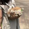 WISHNYMPH Portable Rattan Basket Shoulder Bag with Long Strap Kids Woven Basket Bag Handwoven Picnic Messenger Photography Props view 2