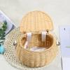 WISHNYMPH Portable Rattan Basket Shoulder Bag with Long Strap Kids Woven Basket Bag Handwoven Picnic Messenger Photography Props view 3